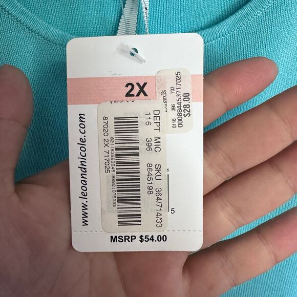 New Leo & Nicole mint ribbed tunic tank top plus size 2X - Picture 5 of 5